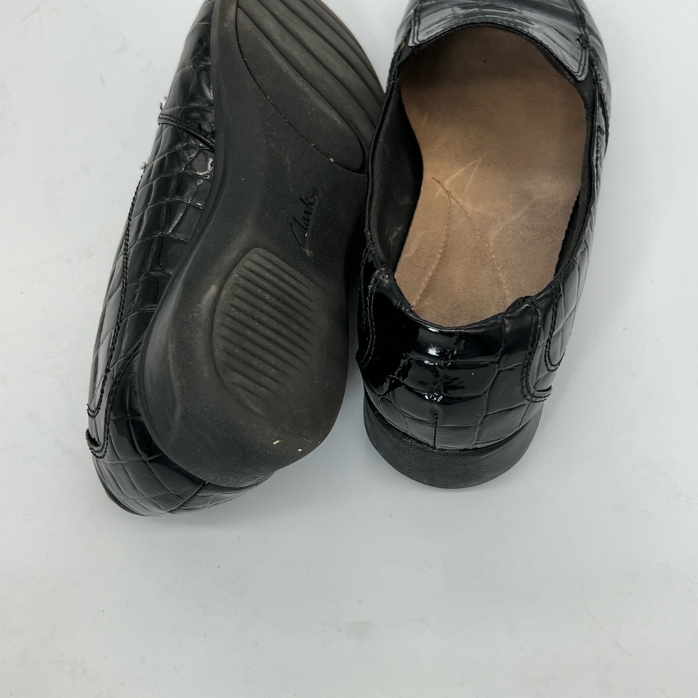 Clarks Black Croc-Embossed Slip-On Loafers - Picture 5 of 5